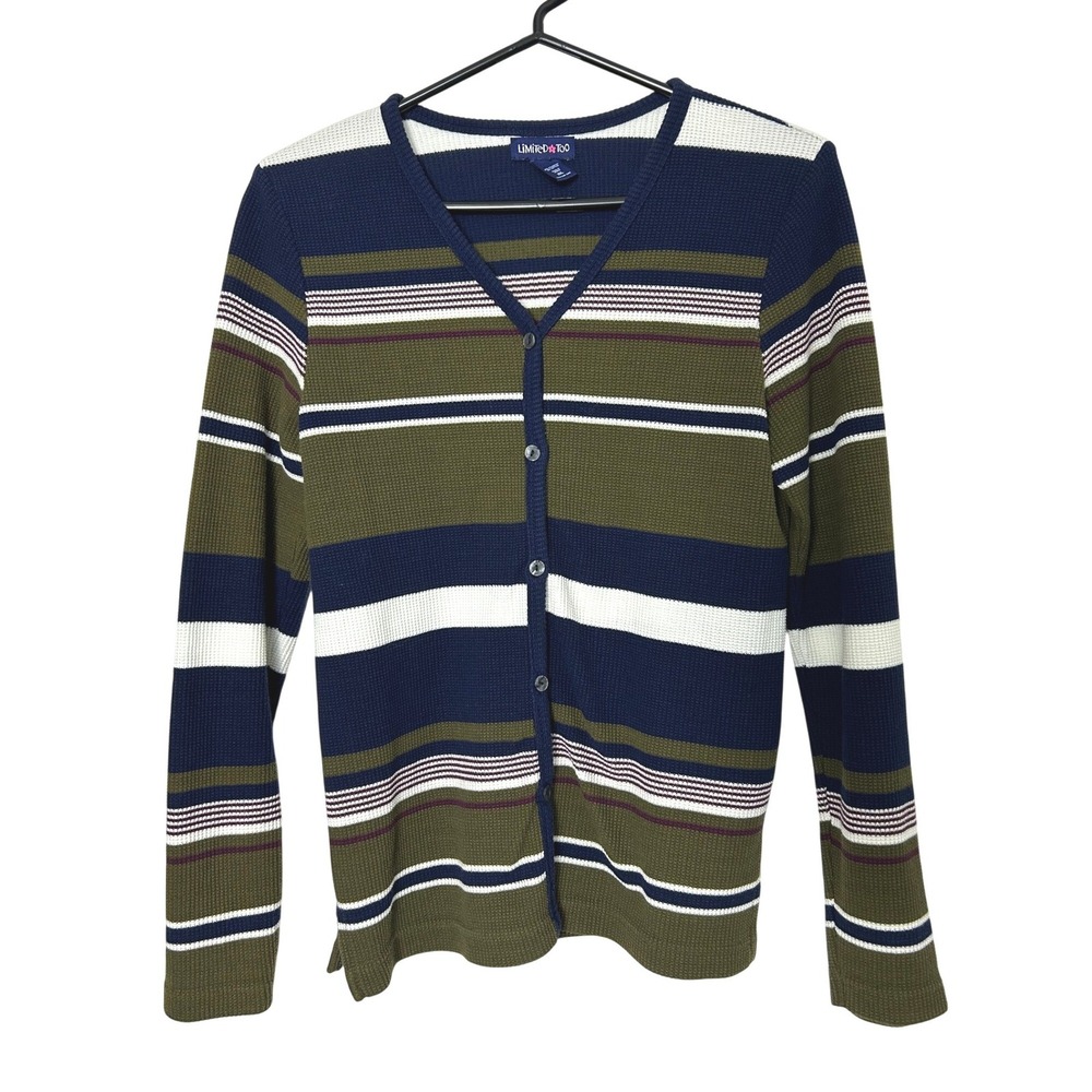 Y2K Limited Too Cardigan Girls XXL Striped Waffle Knit Academia twee grunge 90s